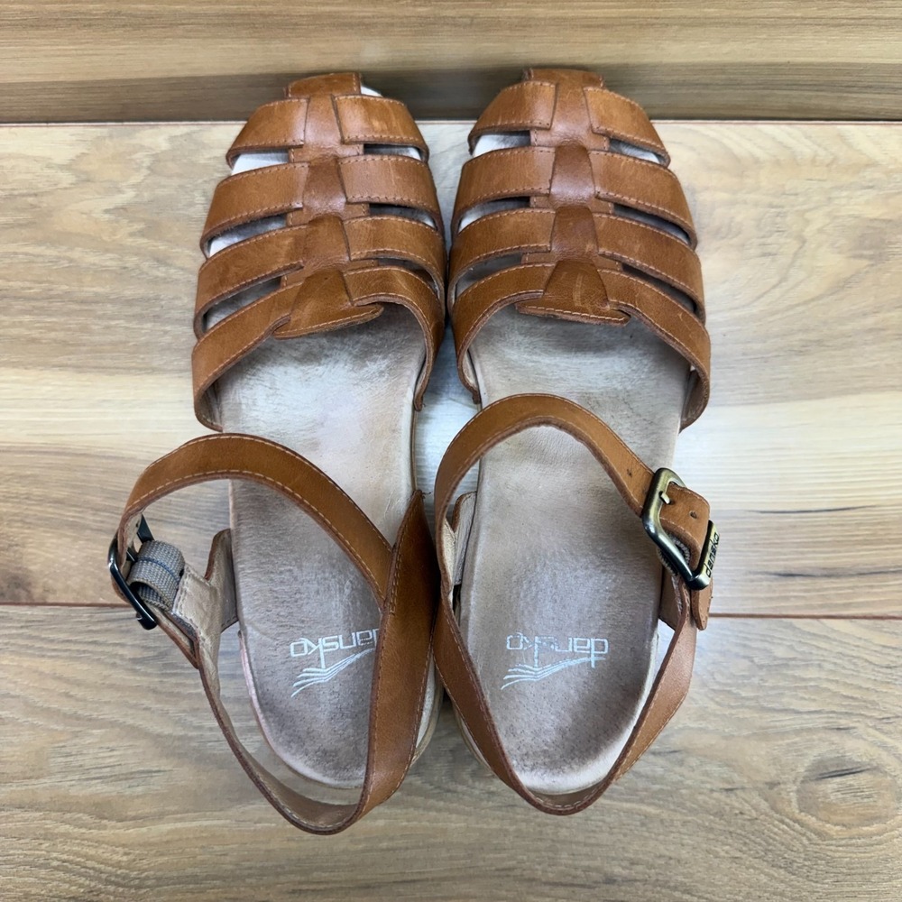 Dansko Milly Fisherman Clog Sandals Womens 9 EU 39 Cognac Leather Cottagecore - Picture 10 of 11
